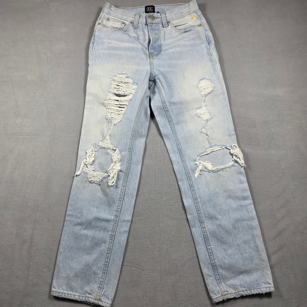 BDG Jeans Womens Small Light Blue Straight High Rise Distressed Light Wash